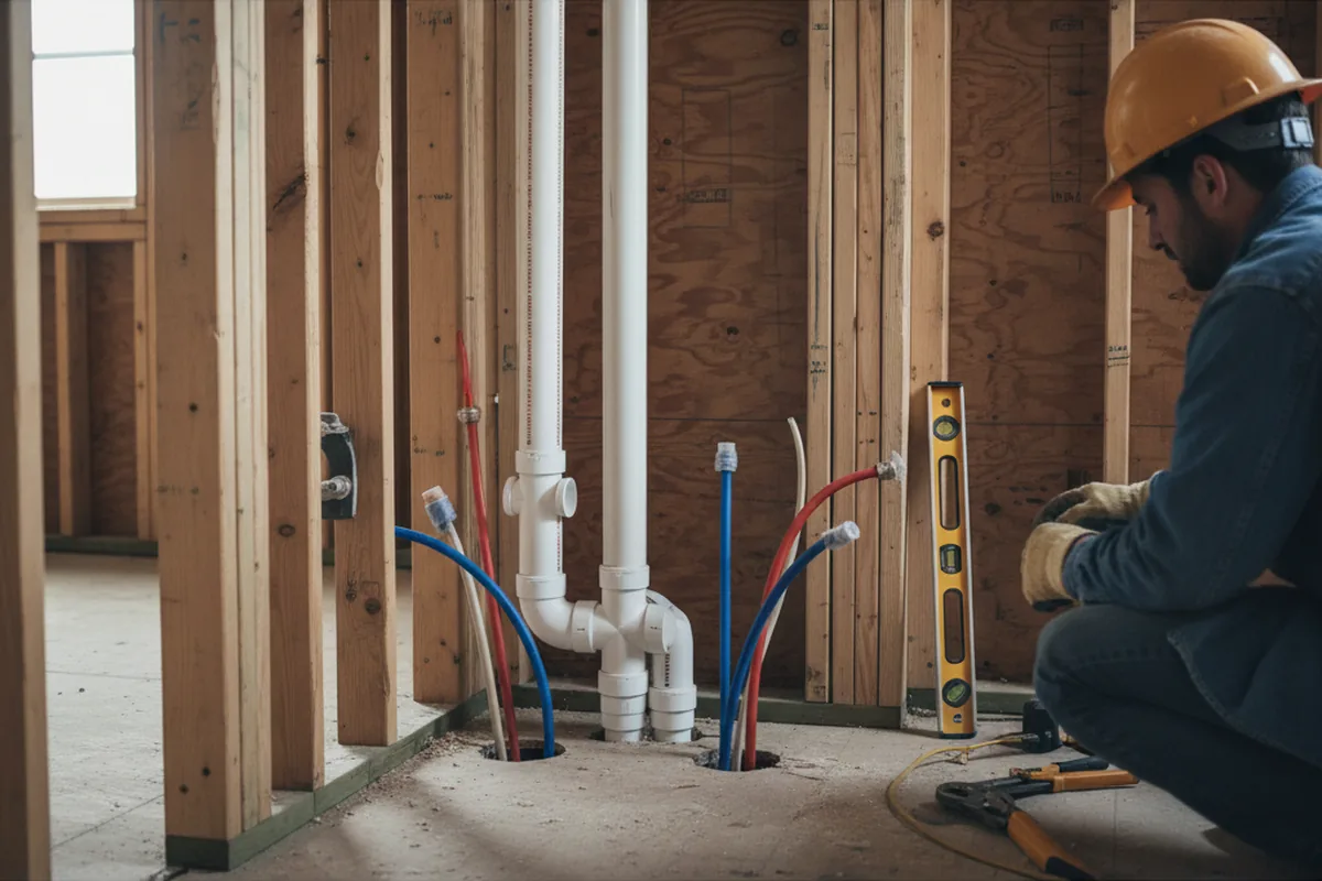 Drain and supply rough-in during Leak Detection in Unionville